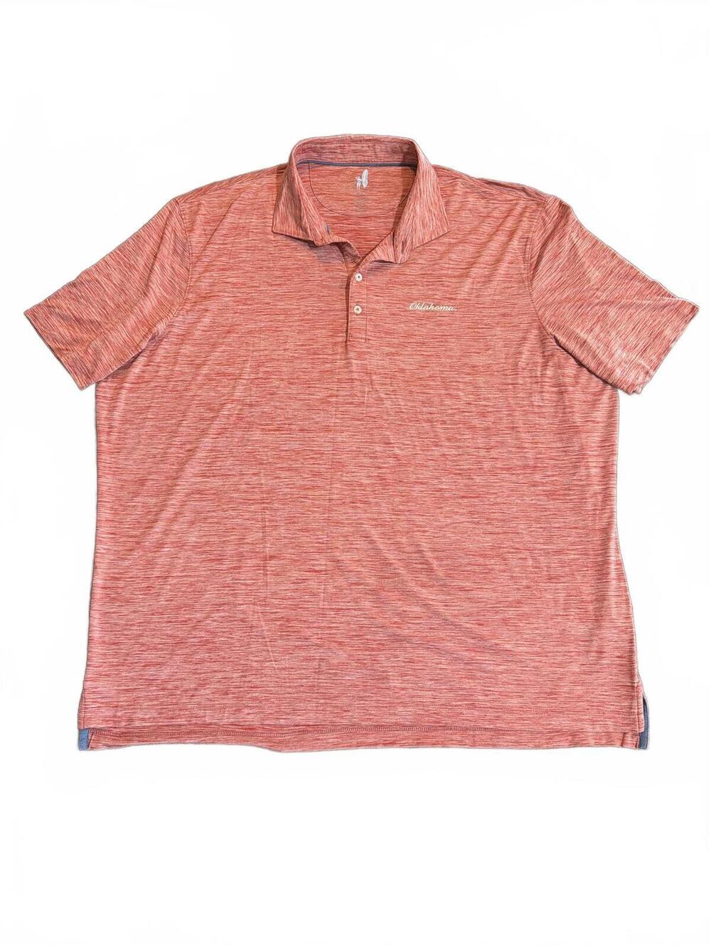 Johnnie-O Oklahoma Embroidered Heathered Polo Shirt Men's XXL Red Short Sleeve